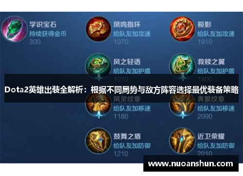 Dota2英雄出装全解析：根据不同局势与敌方阵容选择最优装备策略